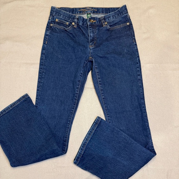 Lauren Jeans Co. Bootcut Stretch Jeans Blue Denim Logo Button Pockets Women Sz 4 - Picture 9 of 14
